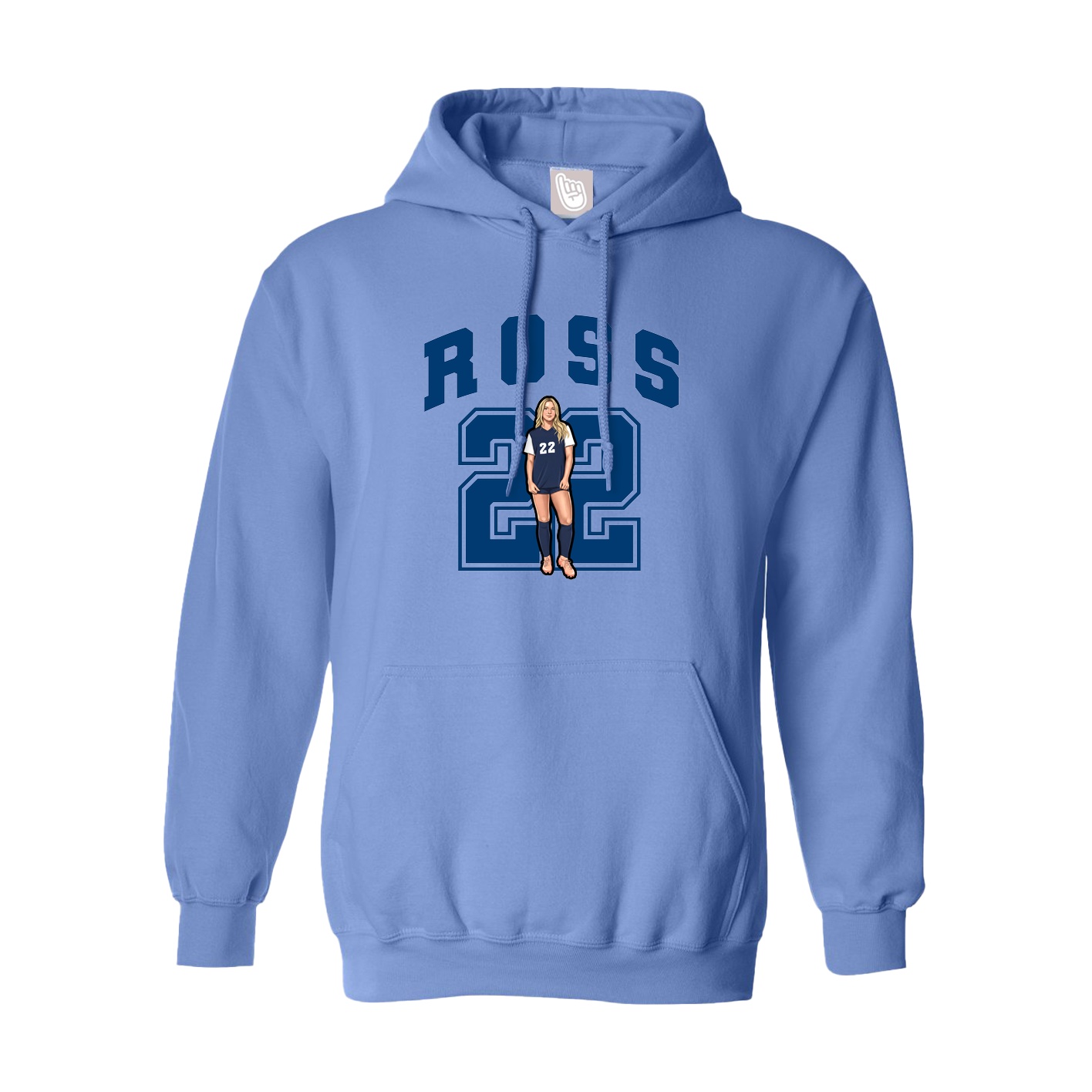 Youth Hoodie — Number in Powder Blue