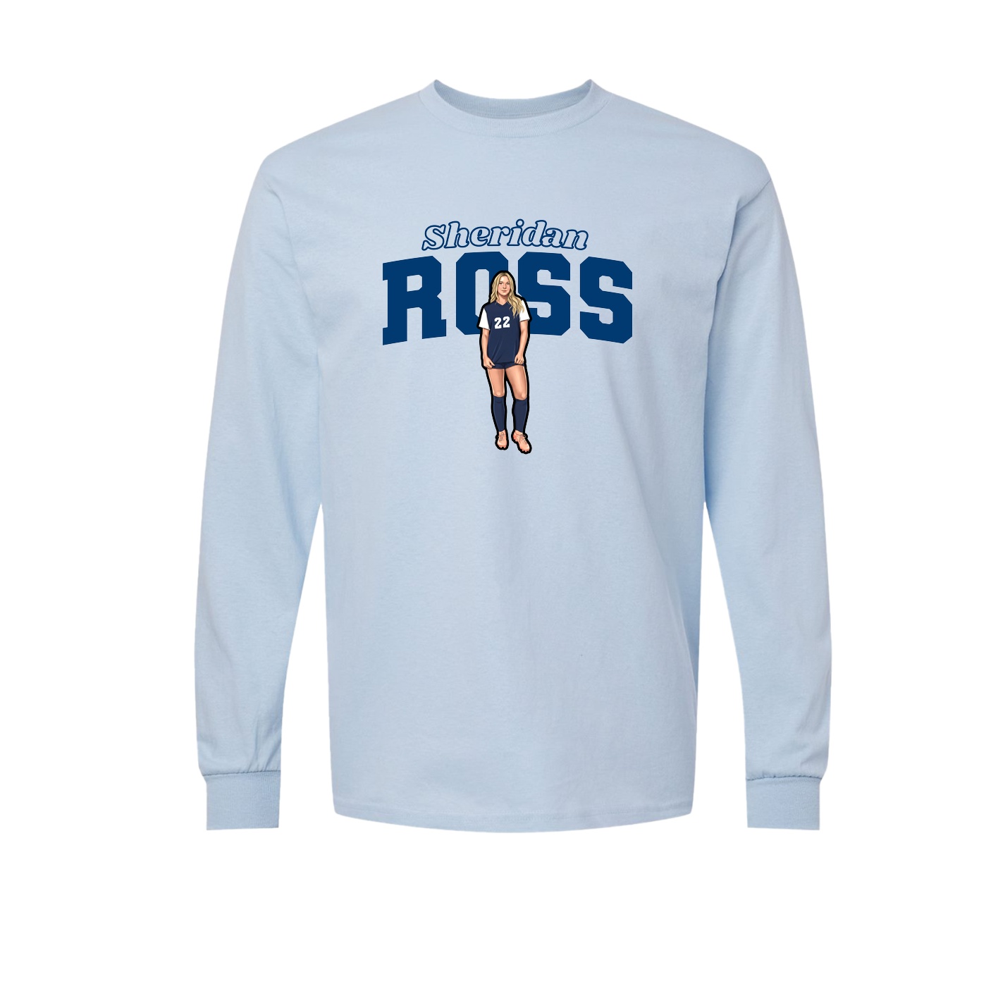 Long Sleeve Tee — Name Arch in Light Blue