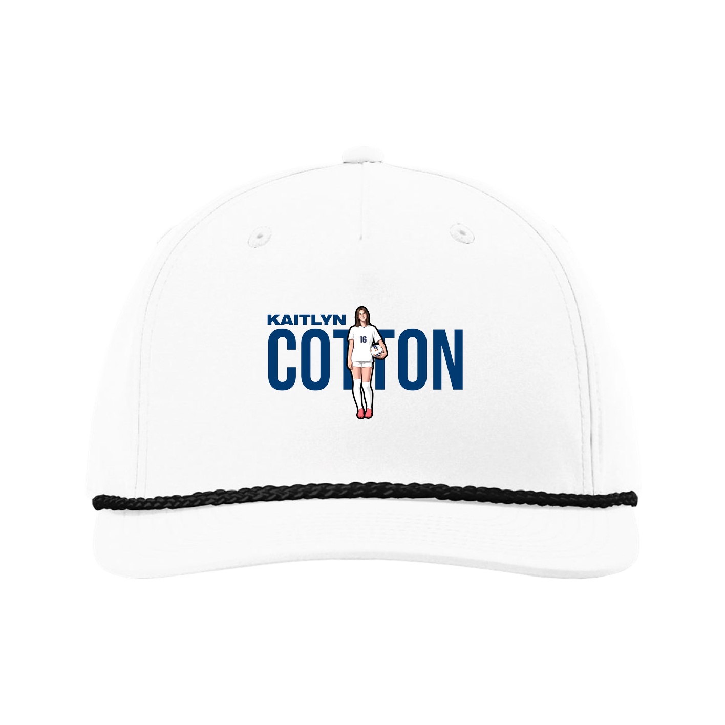 Five-Panel Classic Rope Cap — Player Name in White