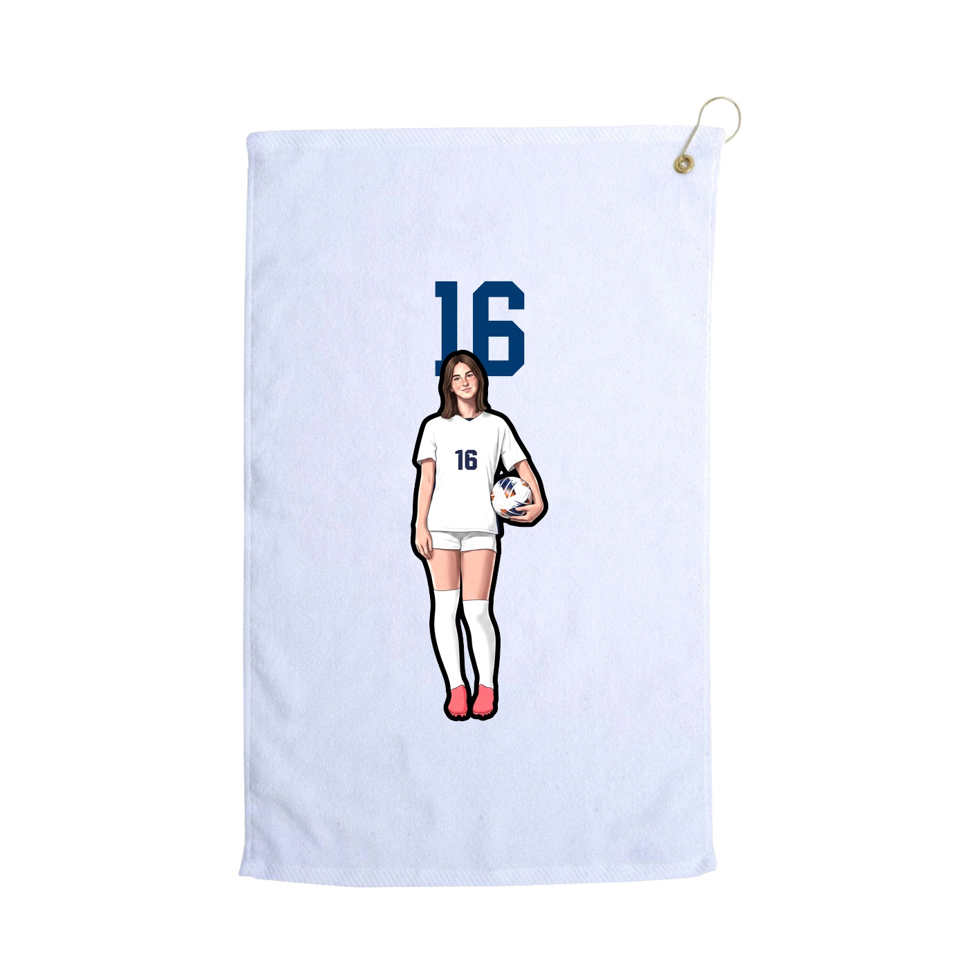 Golf Towel — Number Top in White