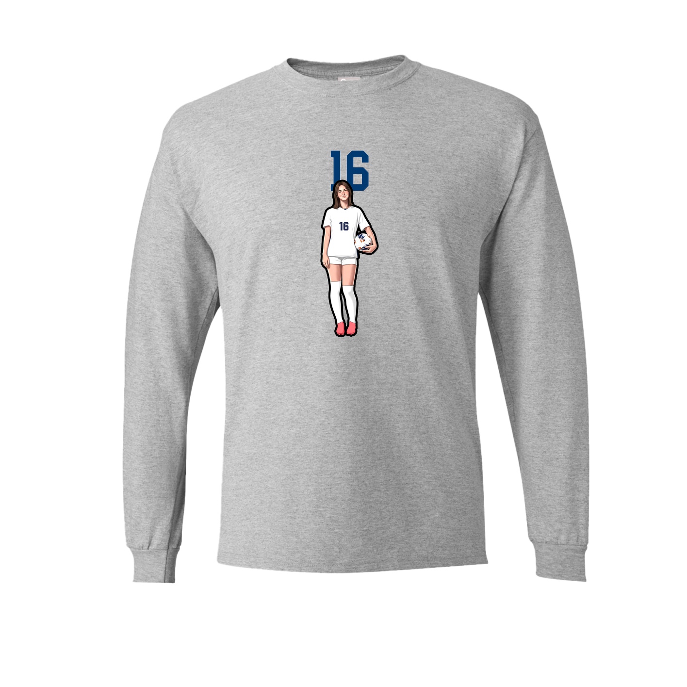 Long Sleeve Tee — Number Top in Grey