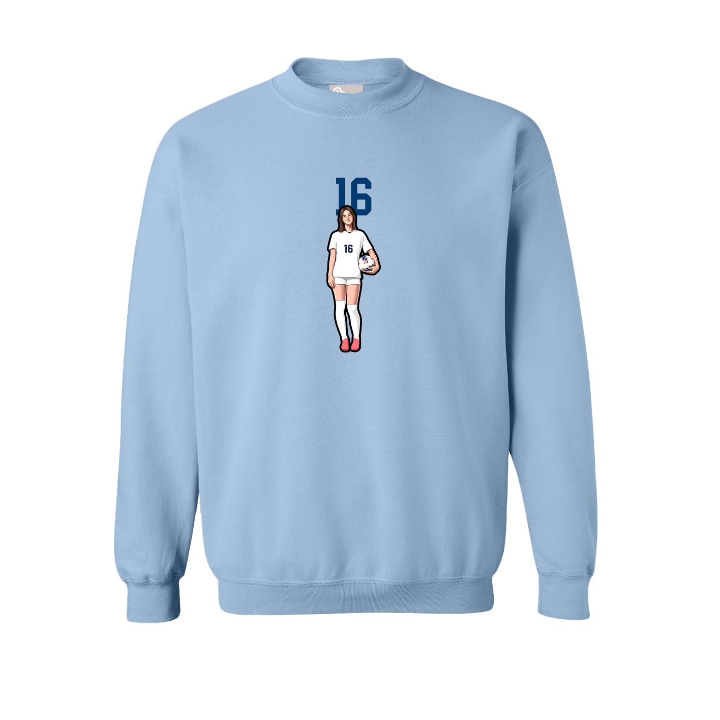 Fleece Crew — Number Top in Light Blue