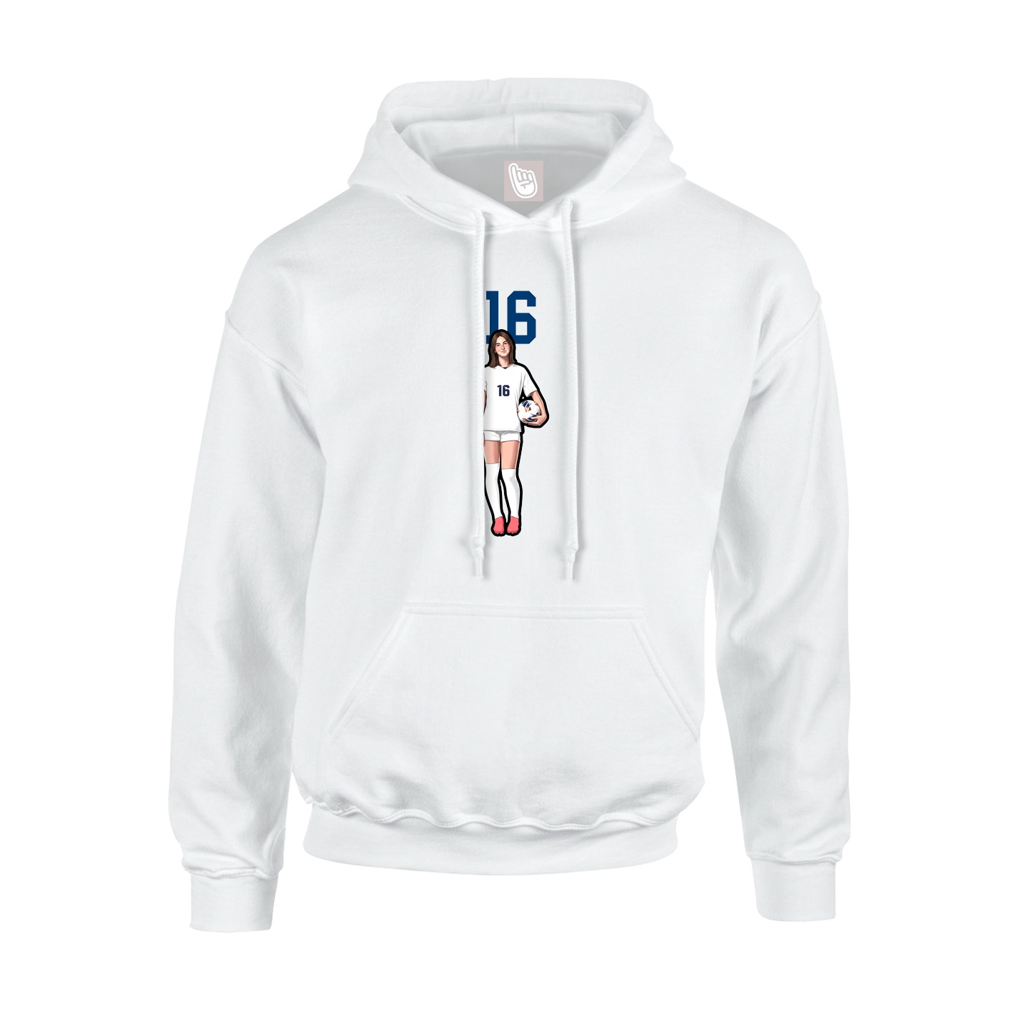 Youth Hoodie — Number Top in White