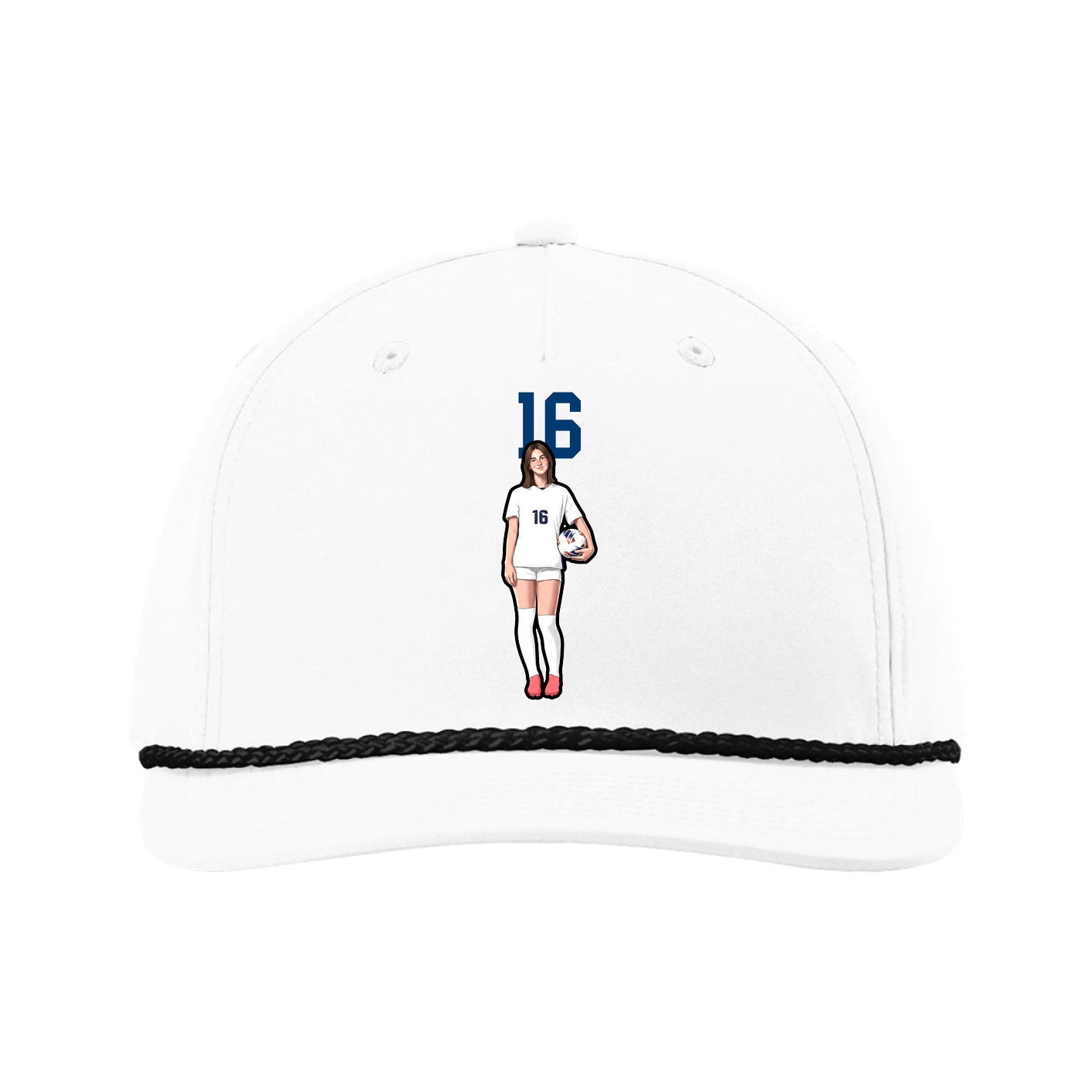 Five-Panel Classic Rope Cap — Number Top in White
