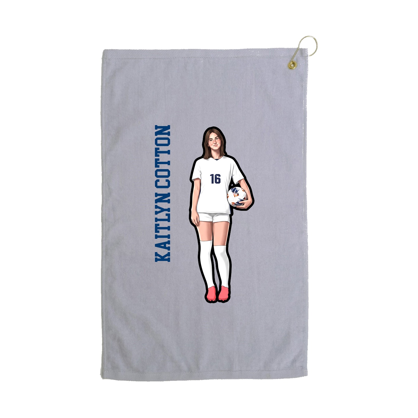 Golf Towel — Name Vertical in Grey
