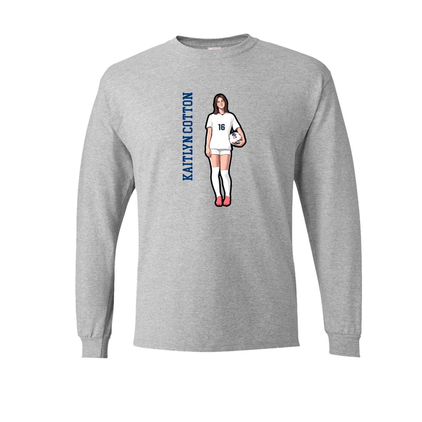 Long Sleeve Tee — Name Vertical in Grey