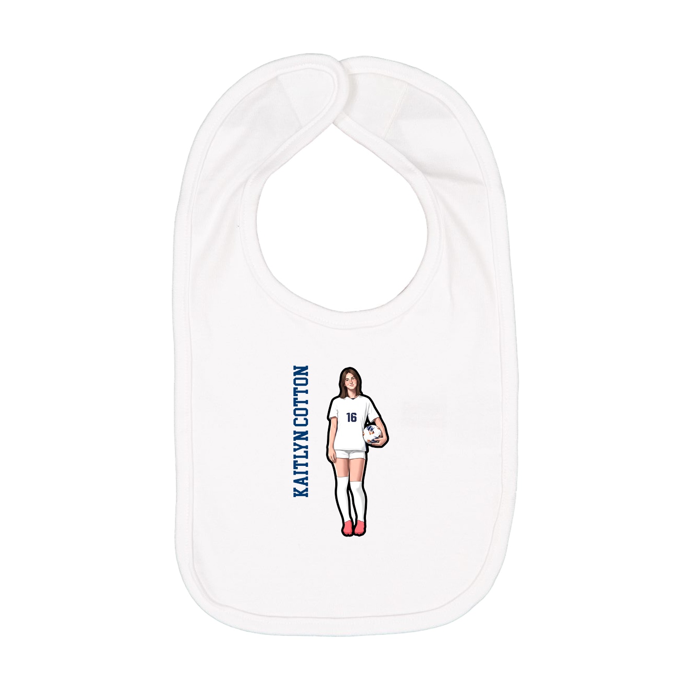 Infant Bib — Name Vertical in White