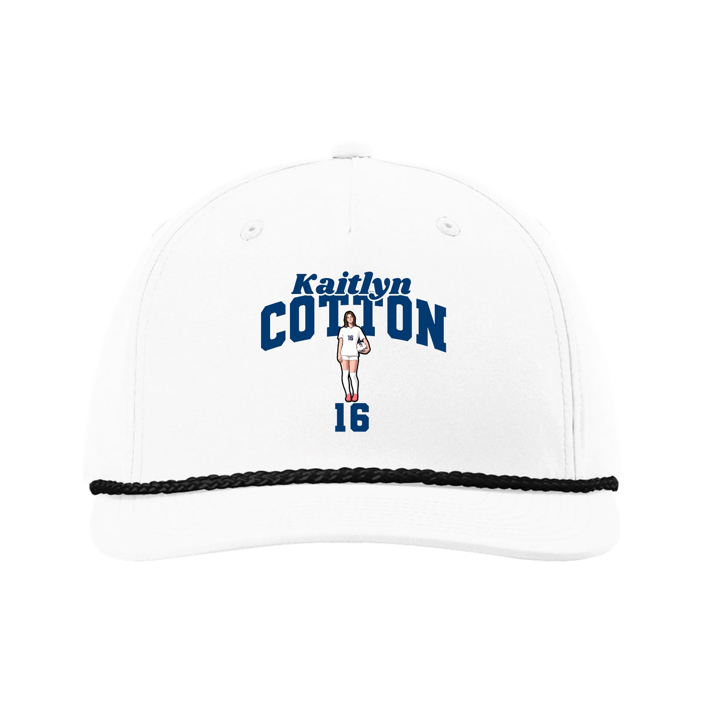 Five-Panel Classic Rope Cap — Signature Arch in White