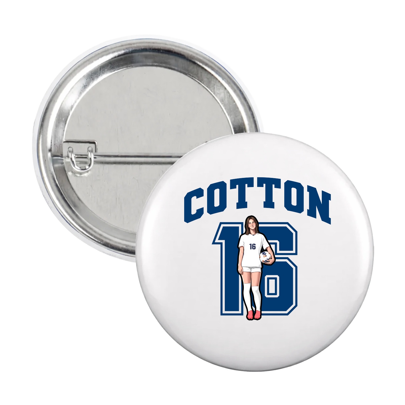 Game Day Button — Number in White