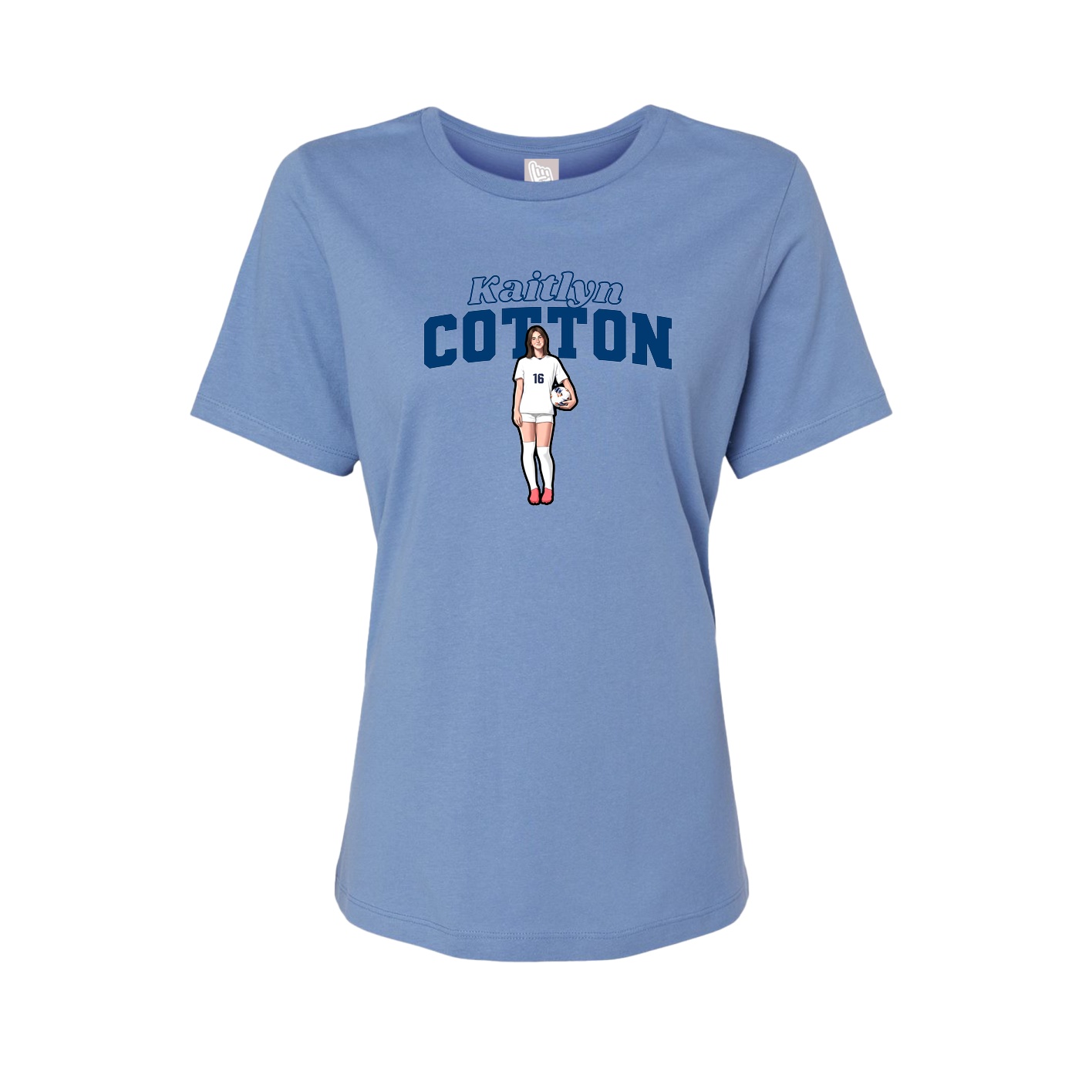 Fitted Women's Tee — Name Arch in Powder Blue