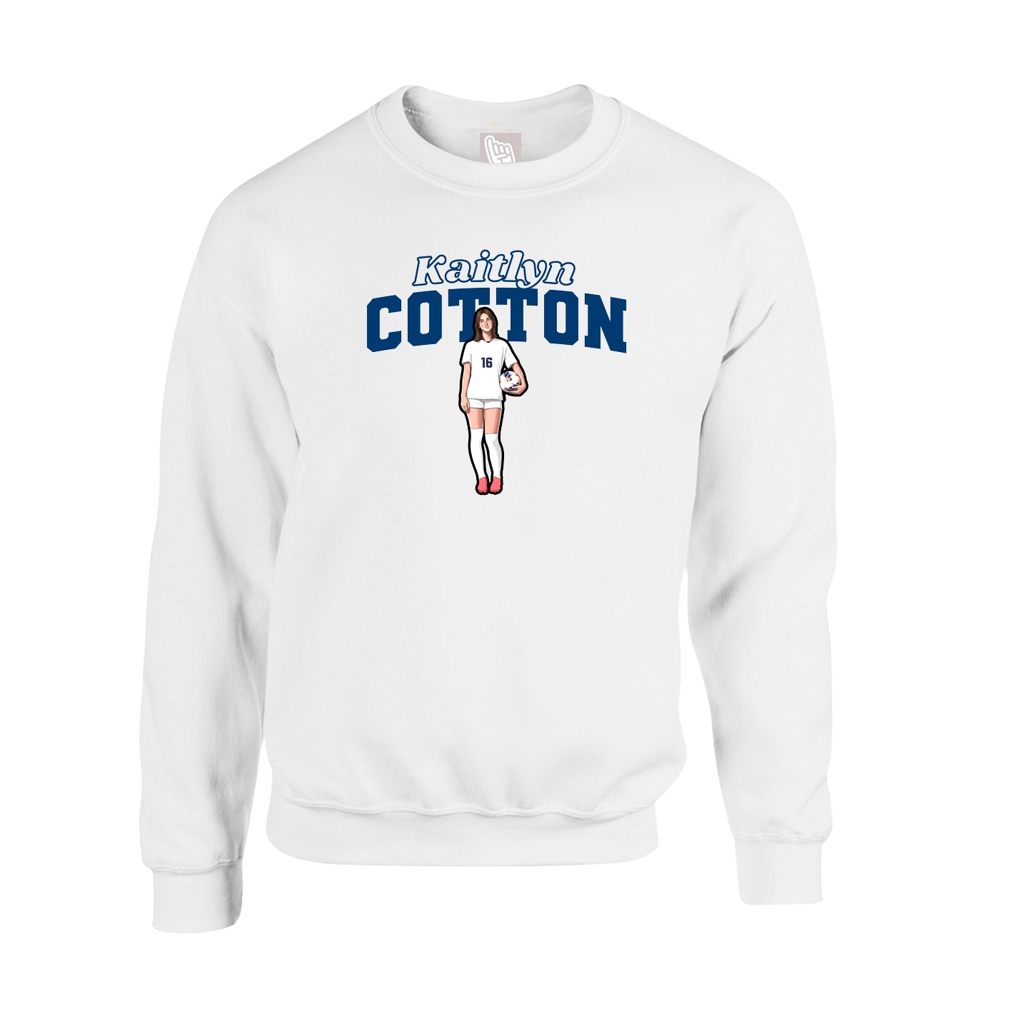 Fleece Crew — Name Arch in White