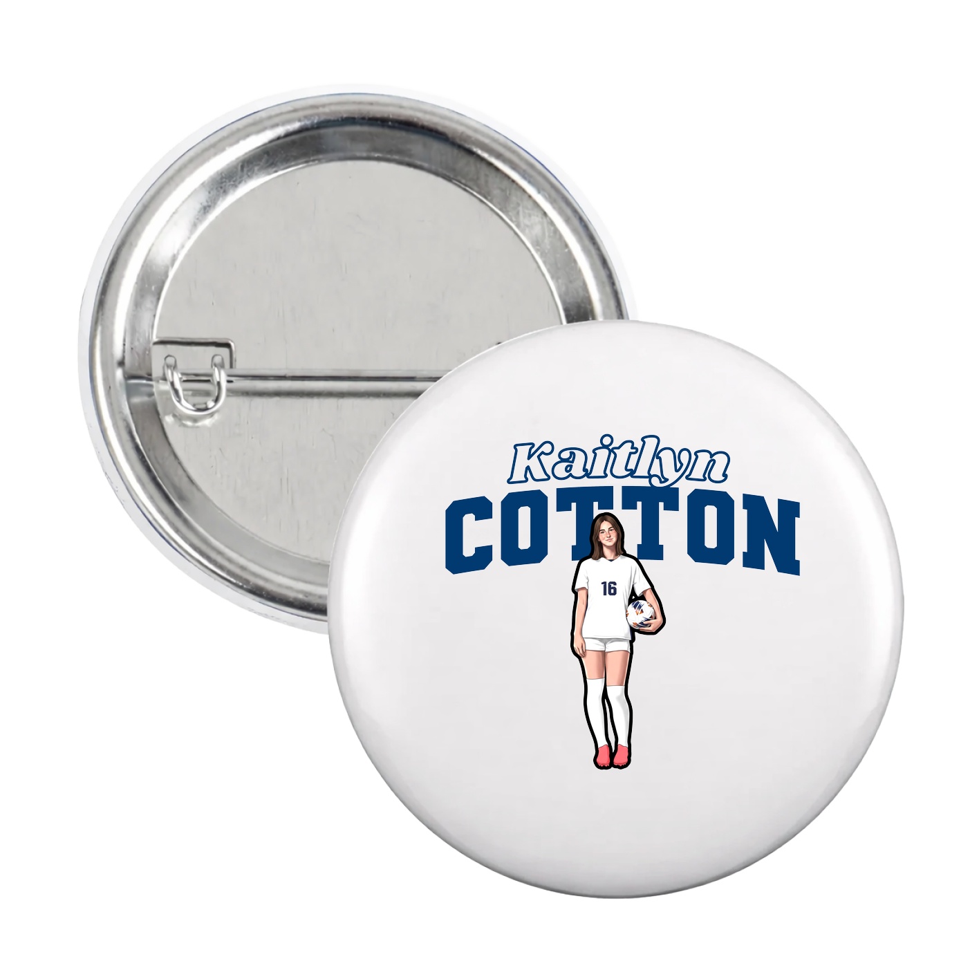 Game Day Button — Name Arch in White