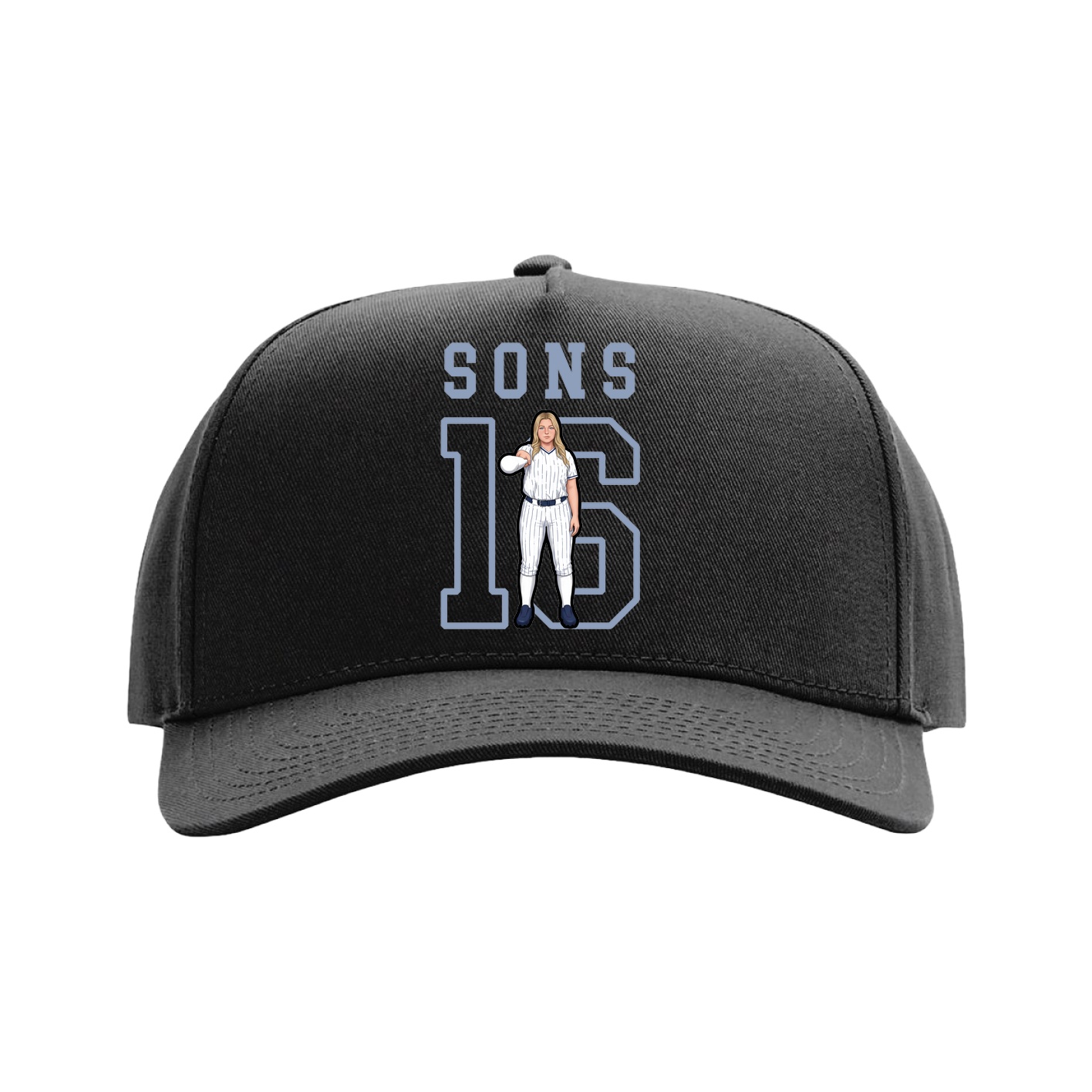 Full Fabric Five-Panel Champ Cap — Shirsey in Black