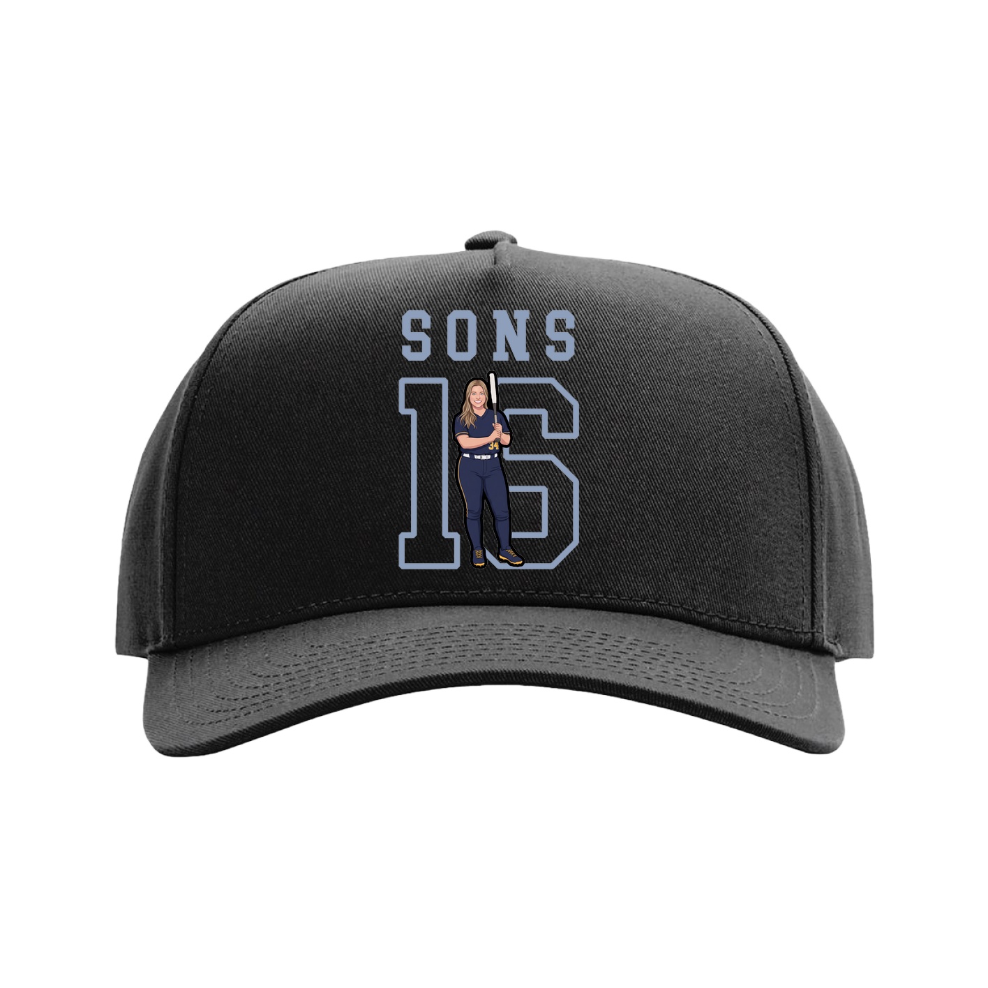 Full Fabric Five-Panel Champ Cap — Shirsey in Black