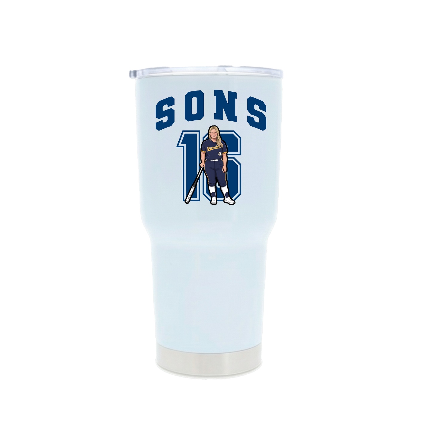 30oz Stainless Steel Tumbler — Number in White
