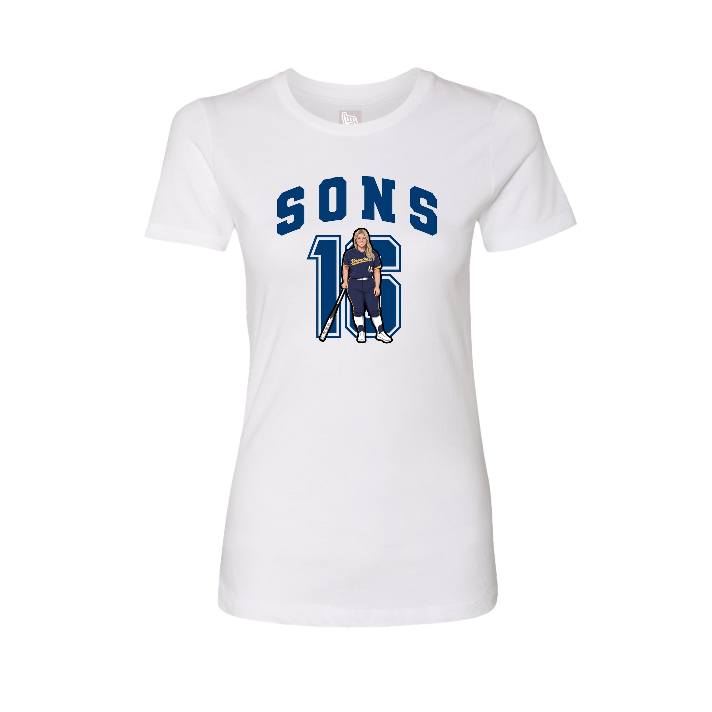 Fitted Women's Tee — Number in White