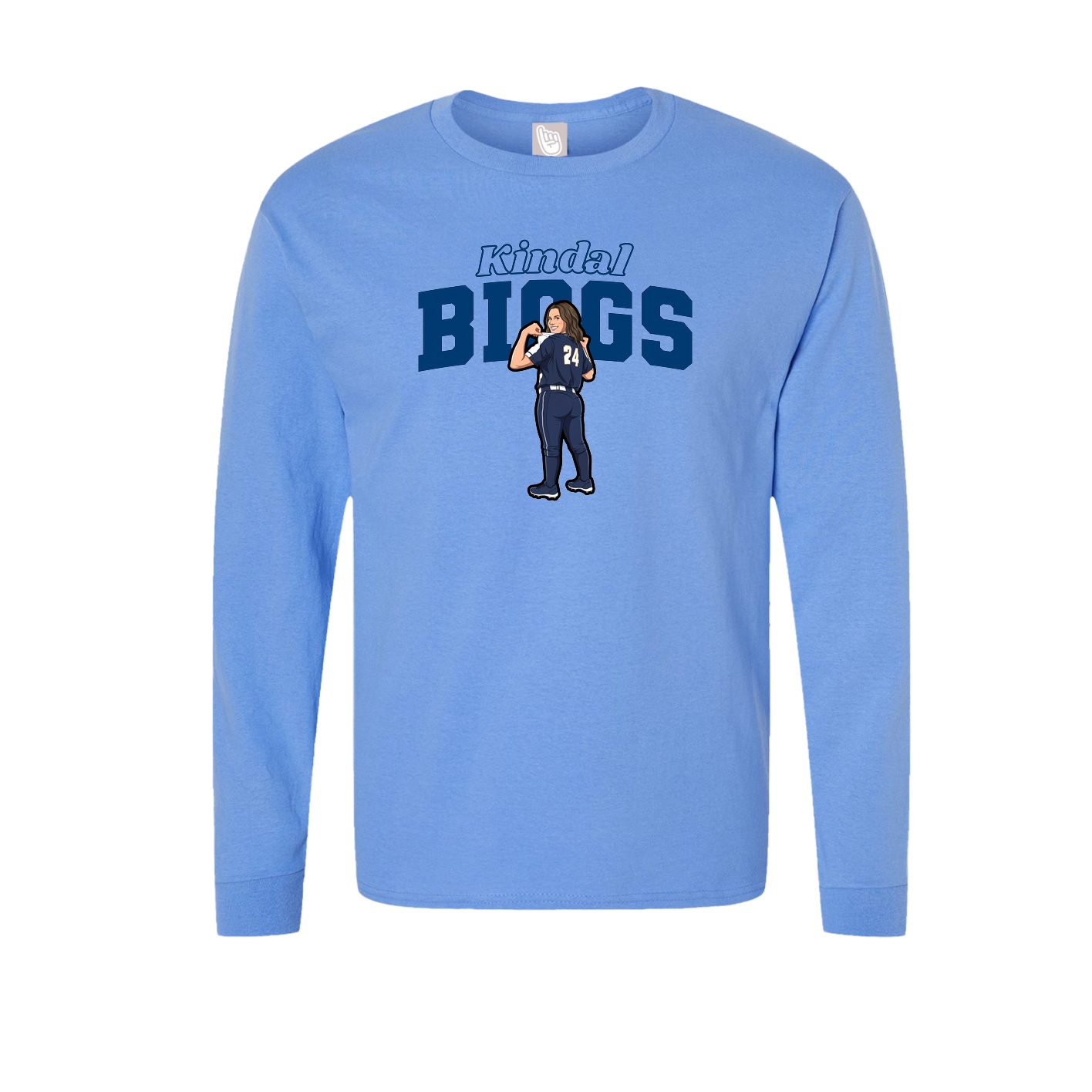 Long Sleeve Tee — Name Arch in Powder Blue