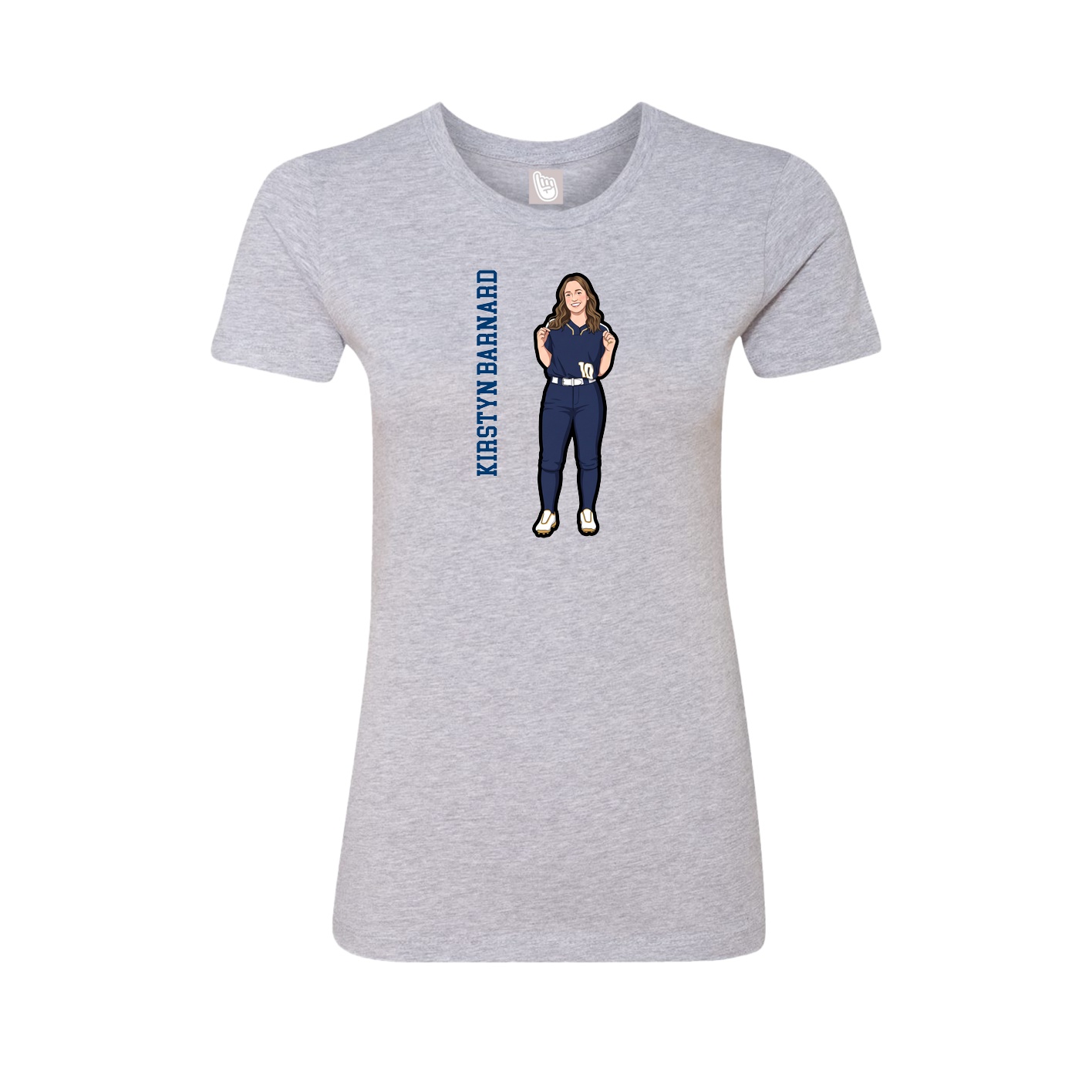Fitted Women's Tee — Name Vertical in Grey