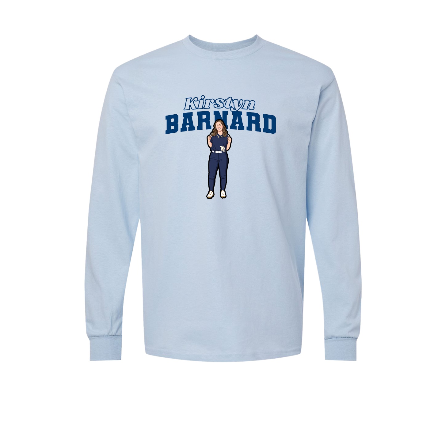 Long Sleeve Tee — Name Arch in Light Blue