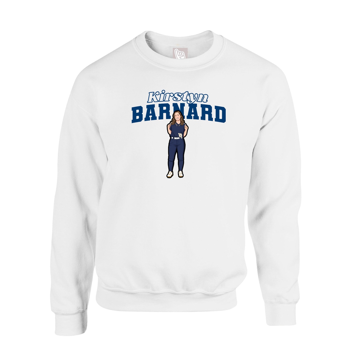 Fleece Crew — Name Arch in White