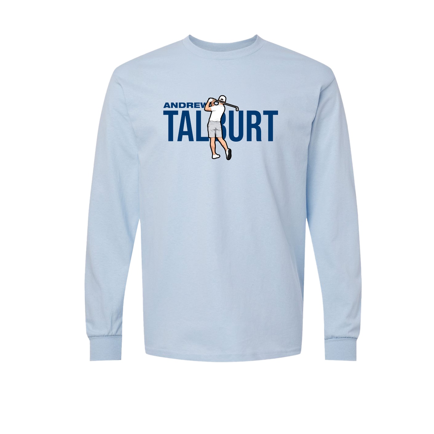 Long Sleeve Tee — Player Name in Light Blue