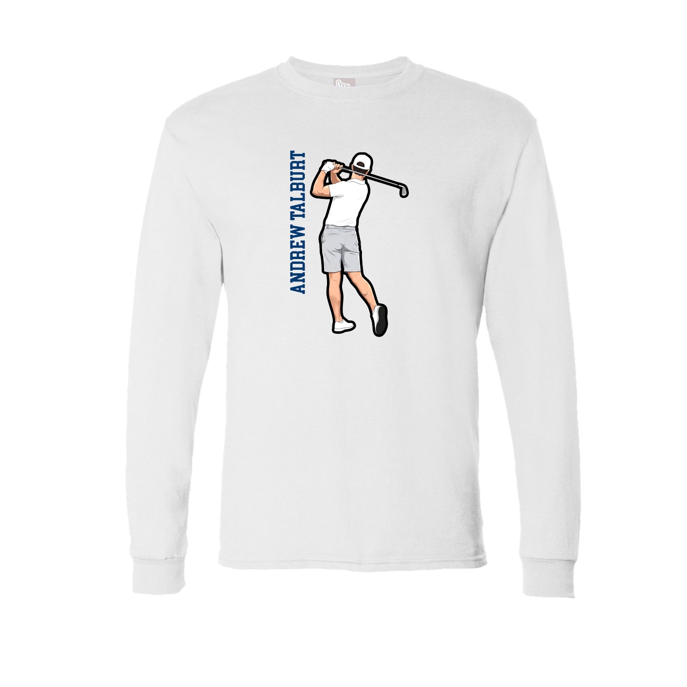 Long Sleeve Tee — Name Vertical in White