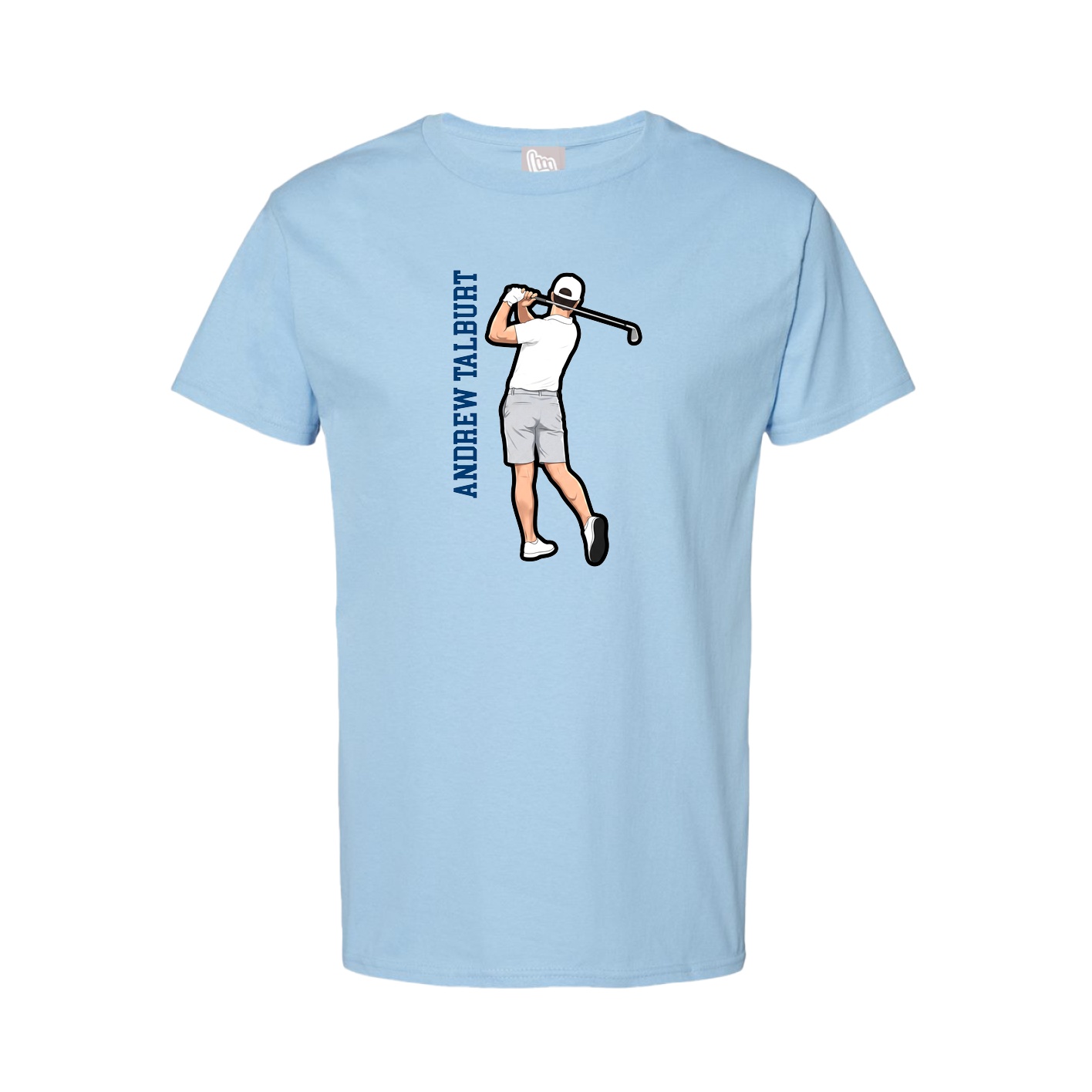 Youth Tee — Name Vertical in Light Blue