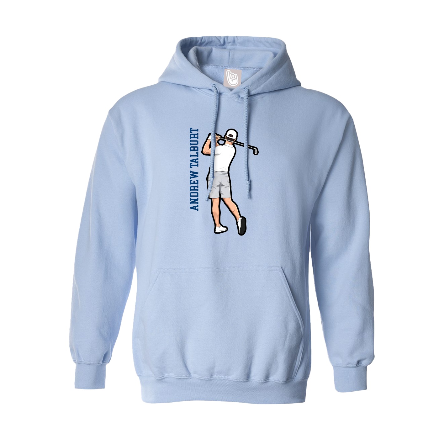 Hoodie — Name Vertical in Light Blue