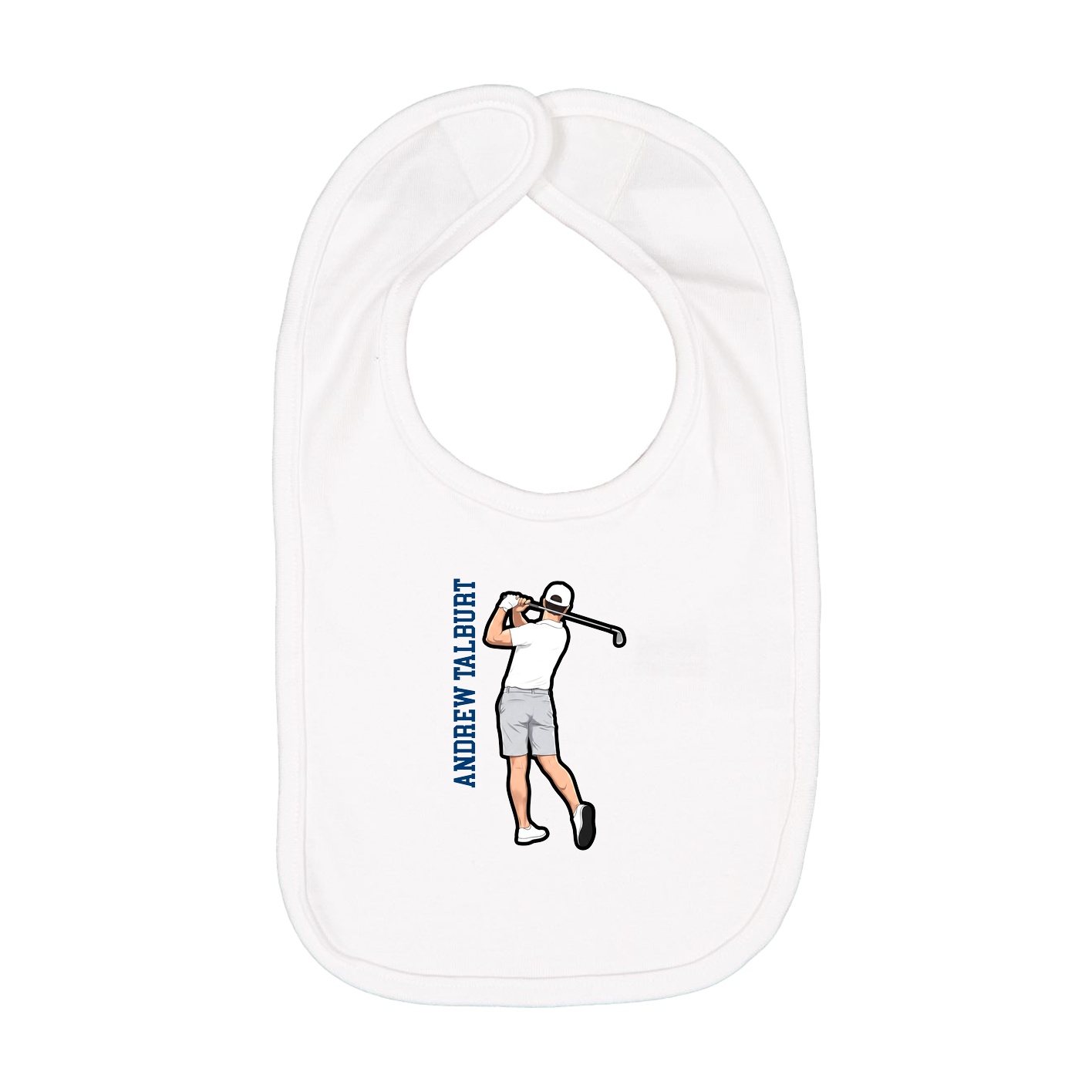 Infant Bib — Name Vertical in White
