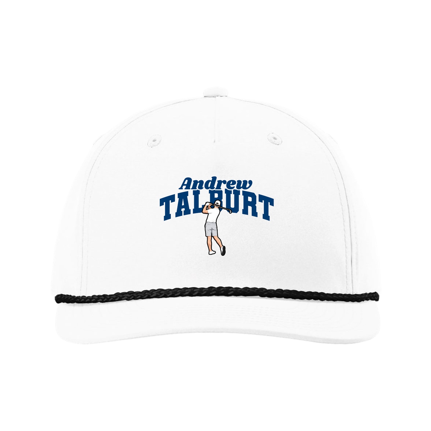 Five-Panel Classic Rope Cap — Signature Arch in White