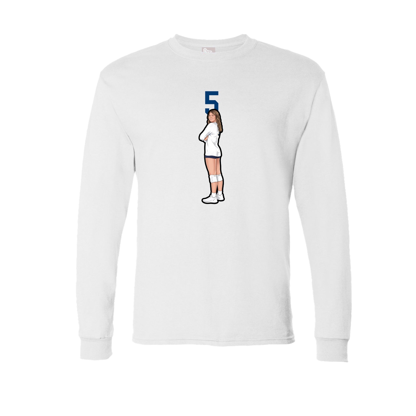 Long Sleeve Tee — Number Top in White