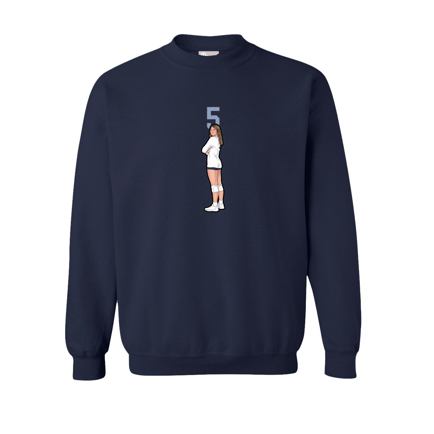 Fleece Crew — Number Top in Navy