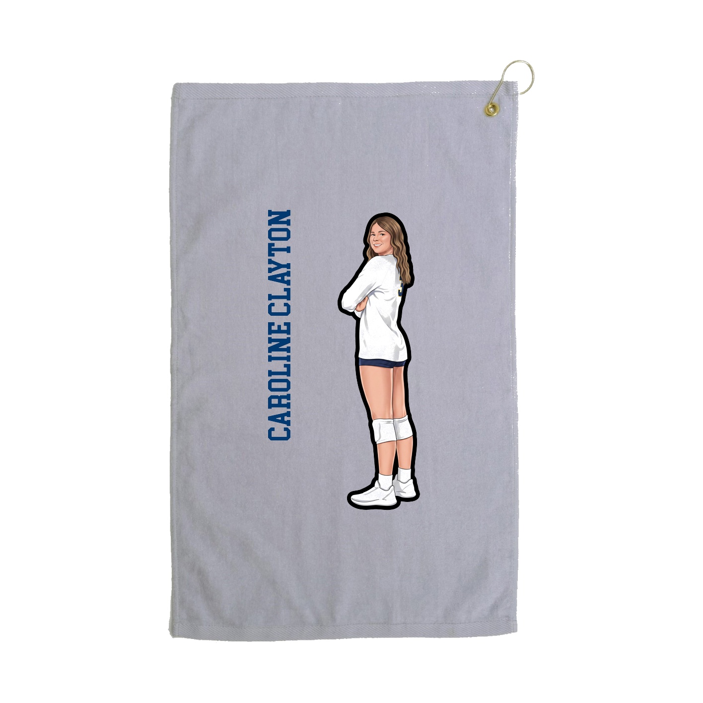 Golf Towel — Name Vertical in Grey