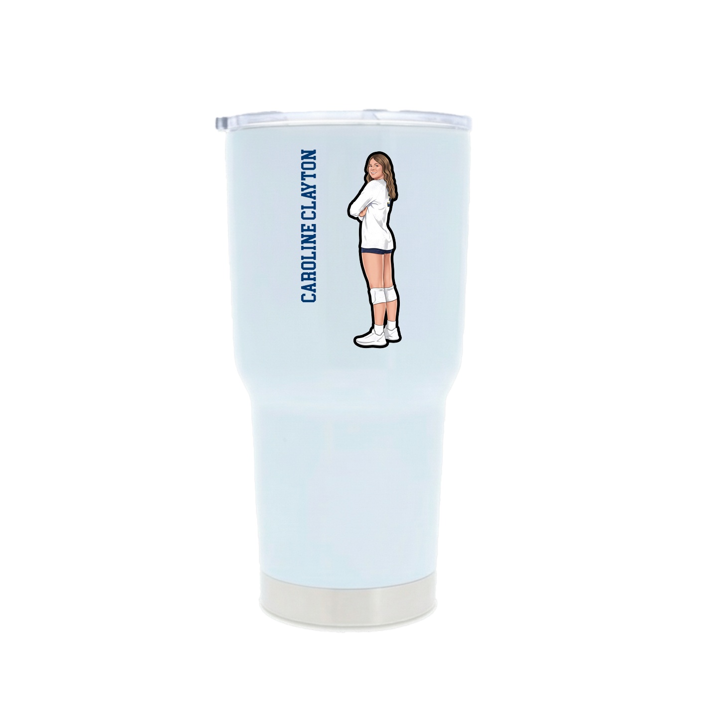 30oz Stainless Steel Tumbler — Name Vertical in White