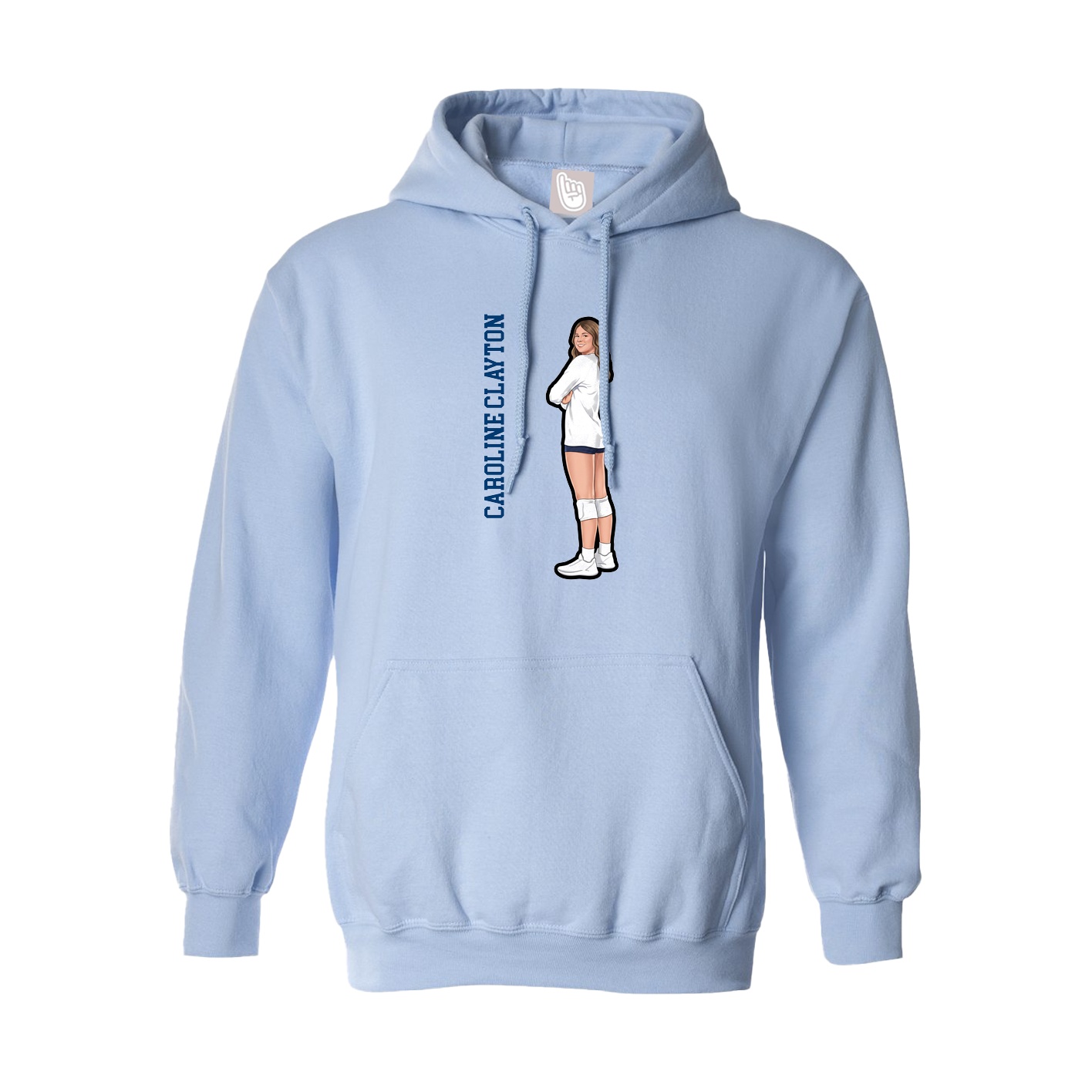 Hoodie — Name Vertical in Light Blue