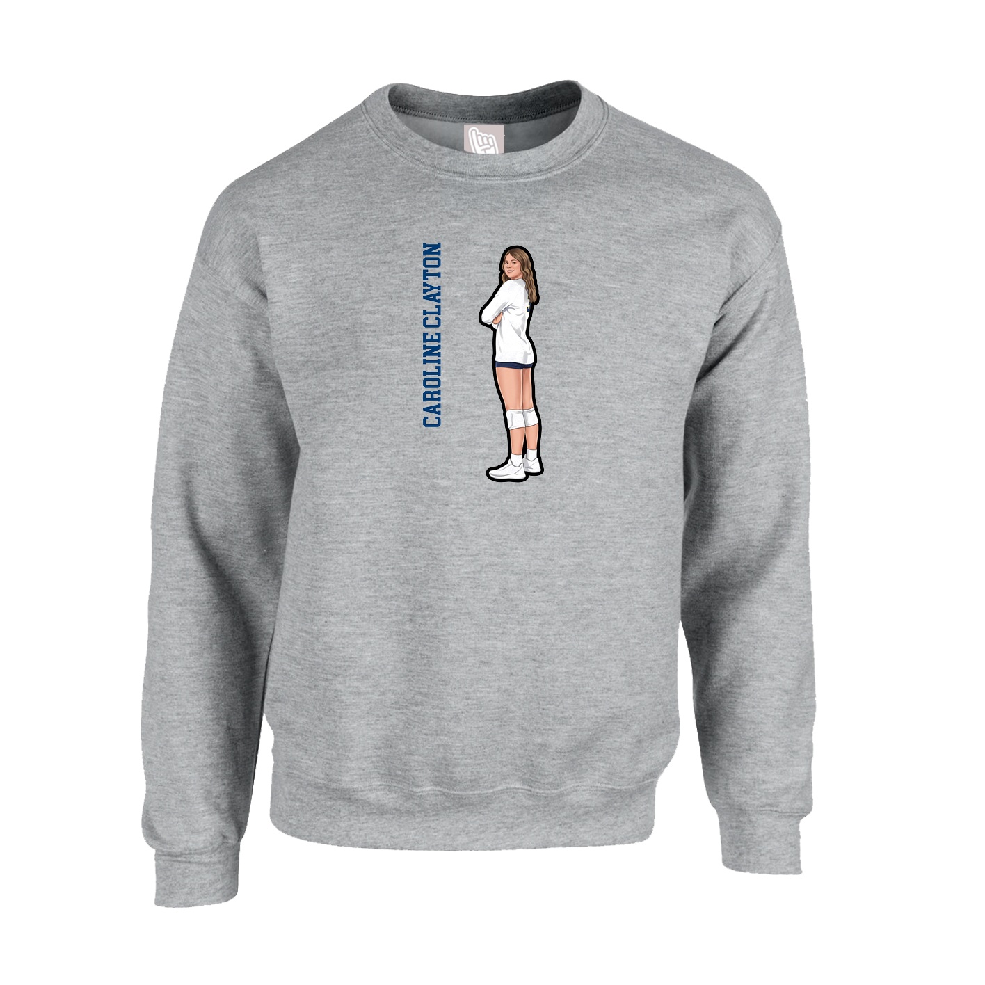 Fleece Crew — Name Vertical in Grey