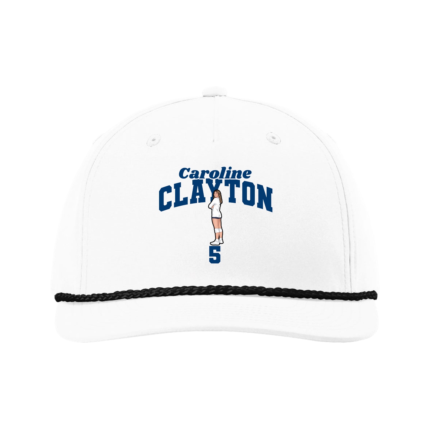Five-Panel Classic Rope Cap — Signature Arch in White