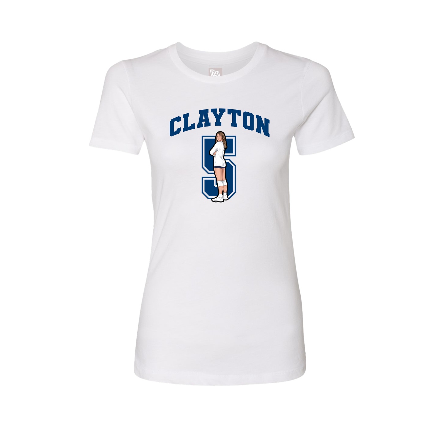 Fitted Women's Tee — Number in White