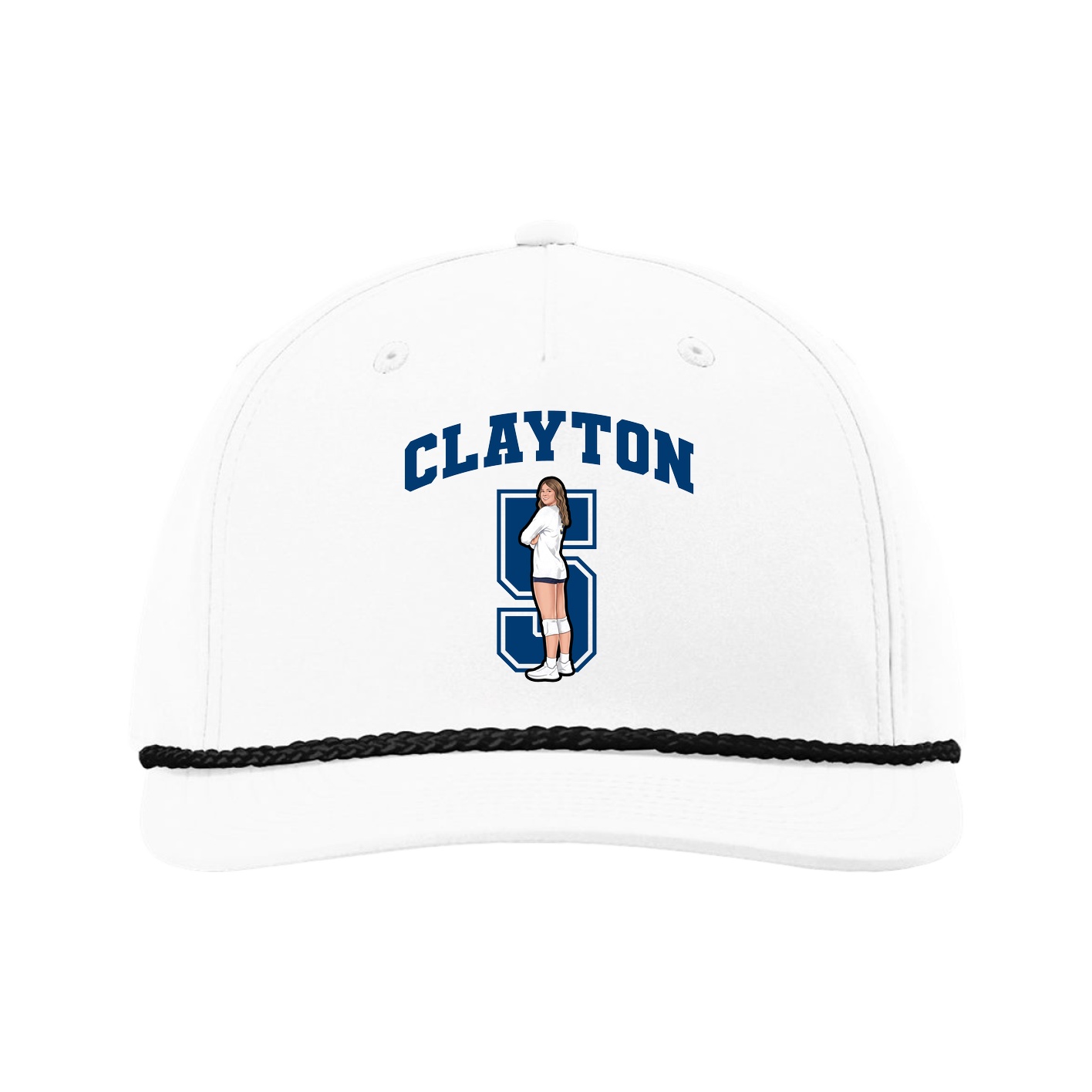 Five-Panel Classic Rope Cap — Number in White