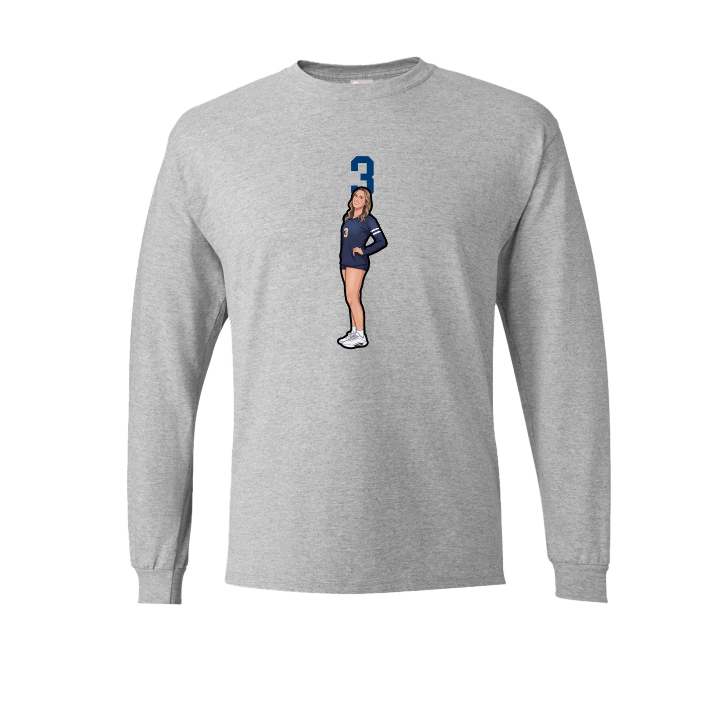 Long Sleeve Tee — Number Top in Grey