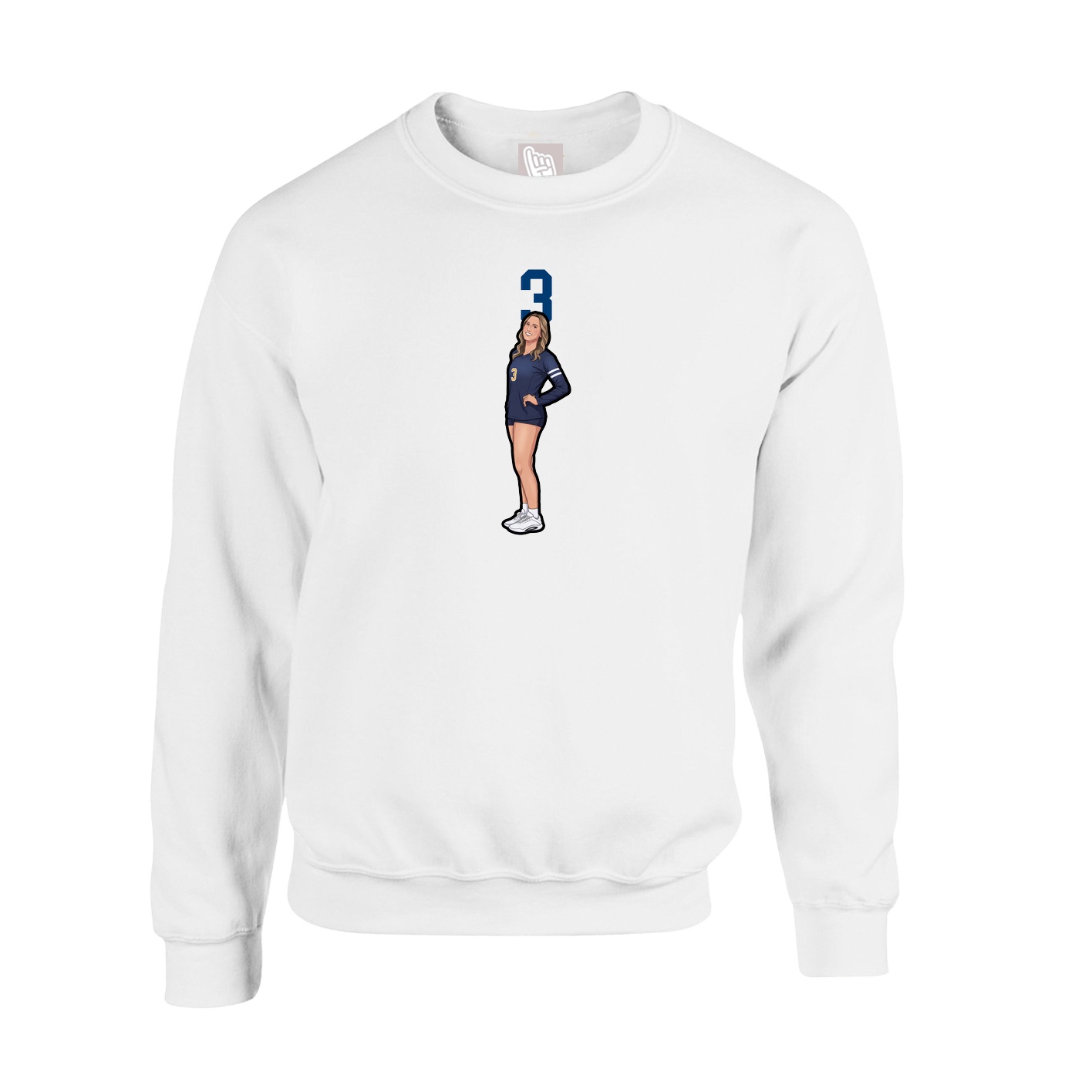 Fleece Crew — Number Top in White