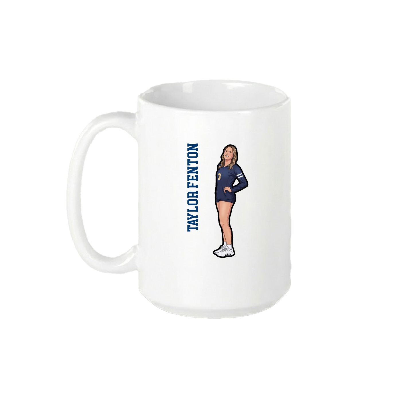 15oz Coffee Mug — Name Vertical in White