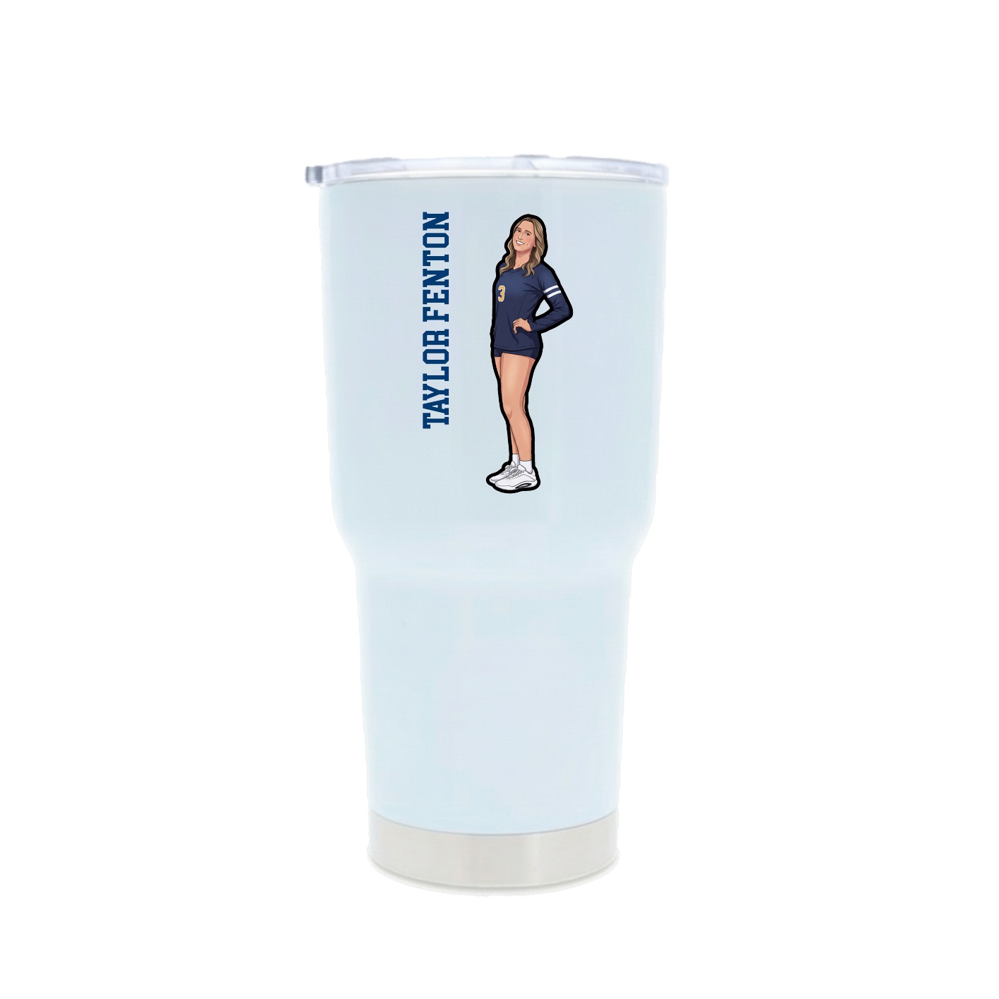 30oz Stainless Steel Tumbler — Name Vertical in White