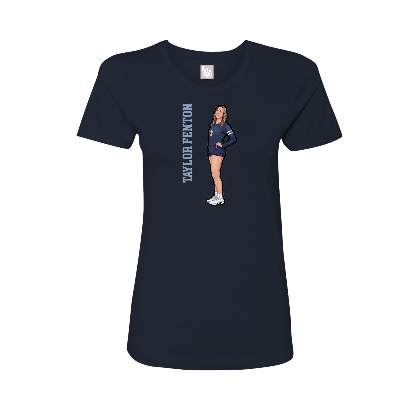 Fitted Women's Tee — Name Vertical in Navy