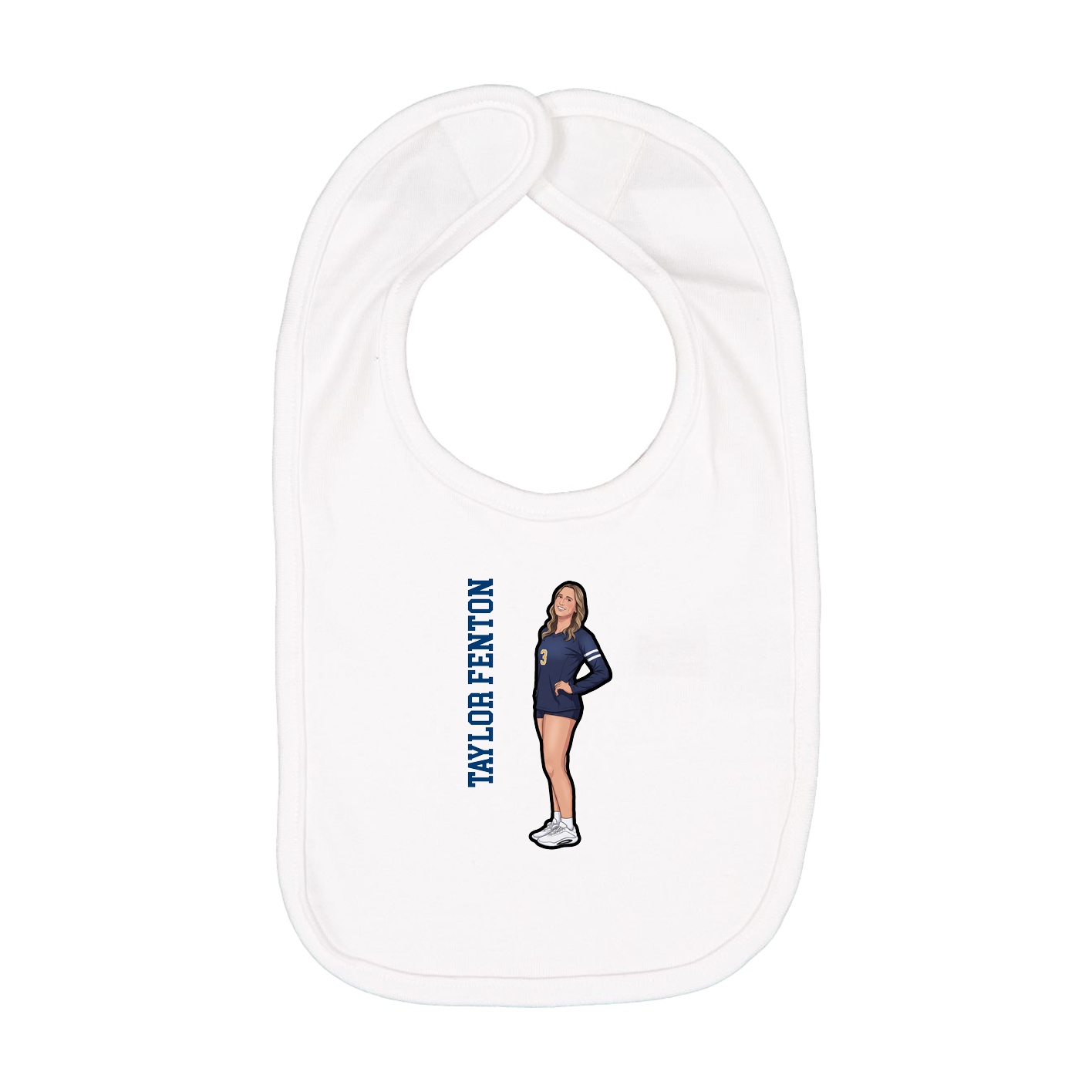 Infant Bib — Name Vertical in White