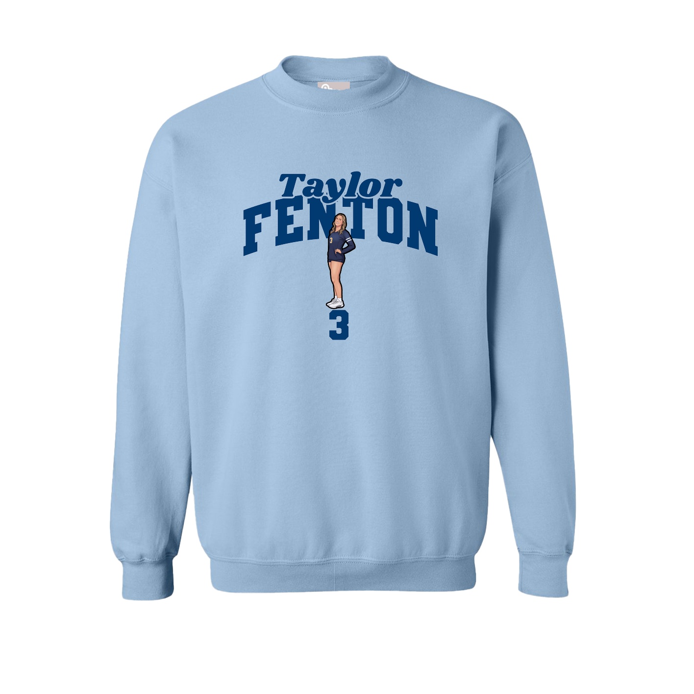 Fleece Crew — Signature Arch in Light Blue