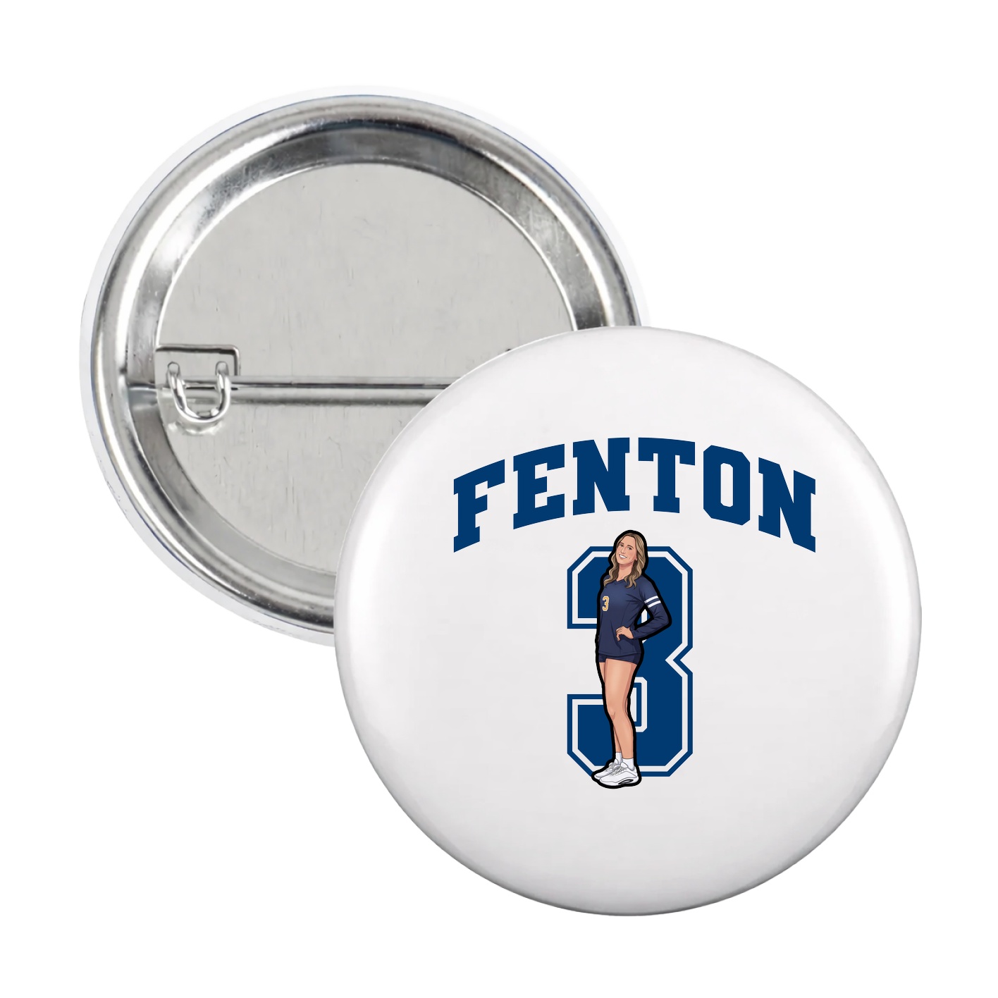 Game Day Button — Number in White