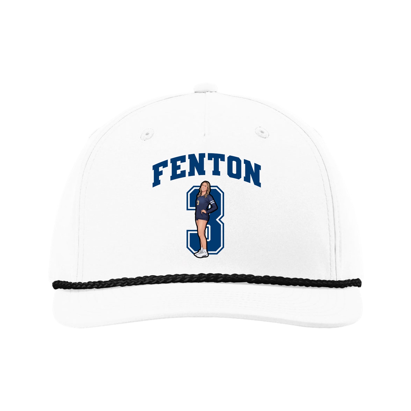 Five-Panel Classic Rope Cap — Number in White