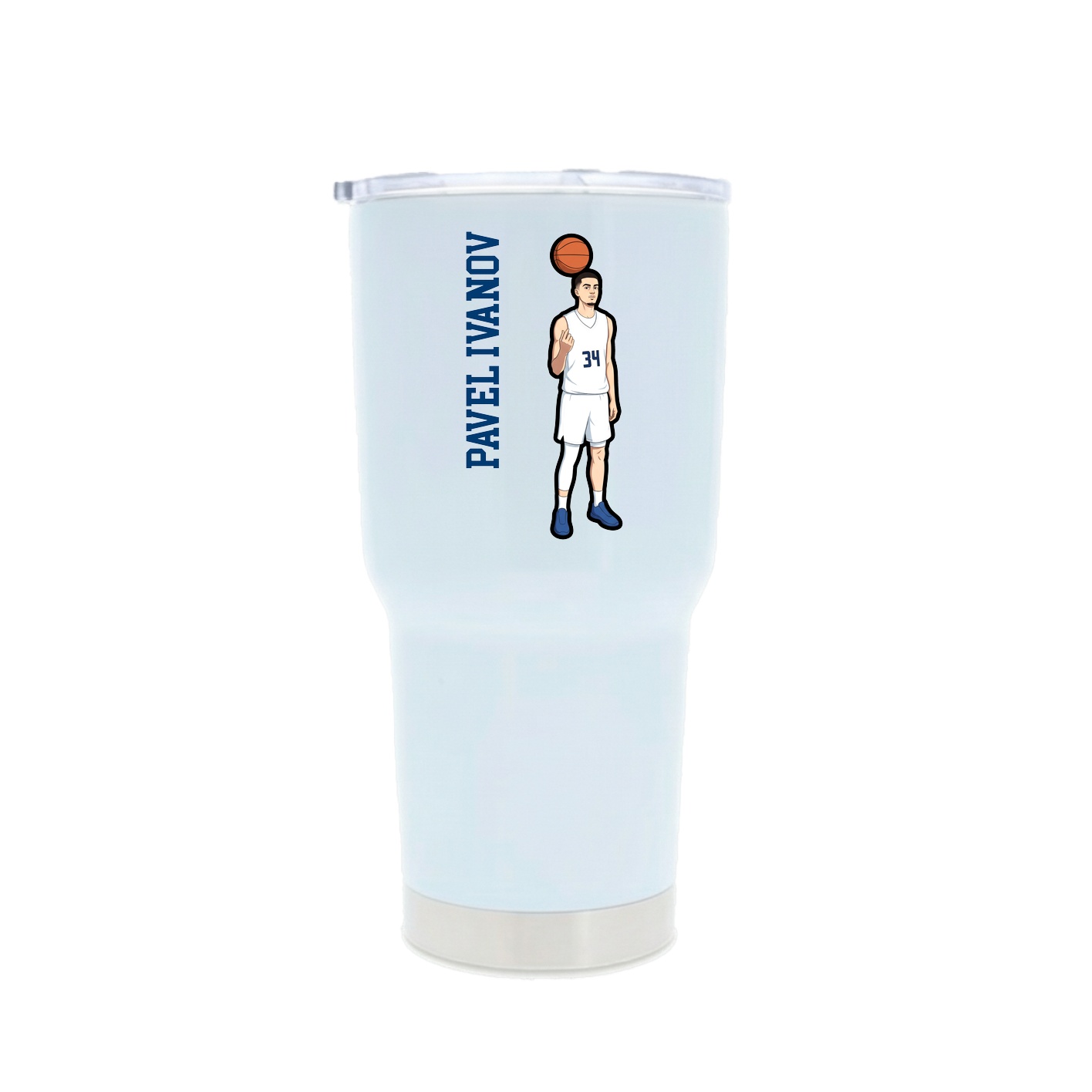 30oz Stainless Steel Tumbler — Name Vertical in White