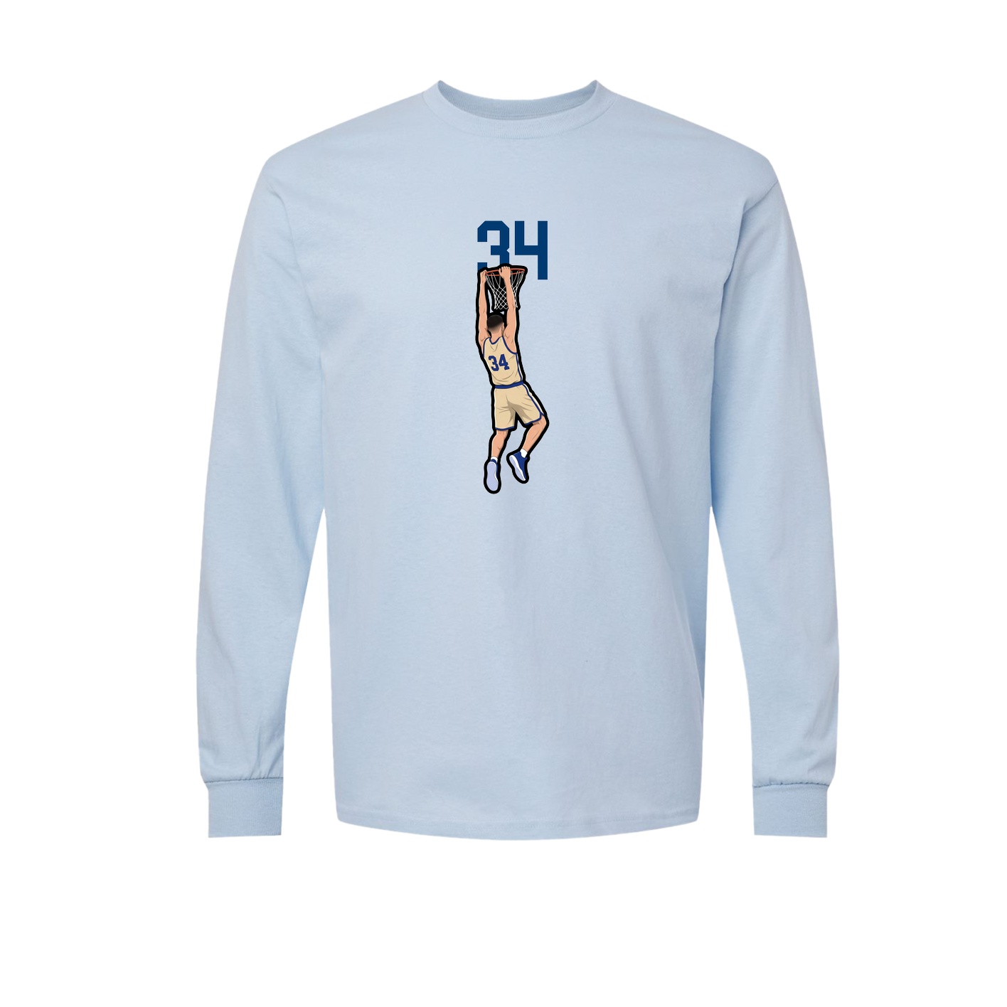 Long Sleeve Tee — Number Top in Light Blue